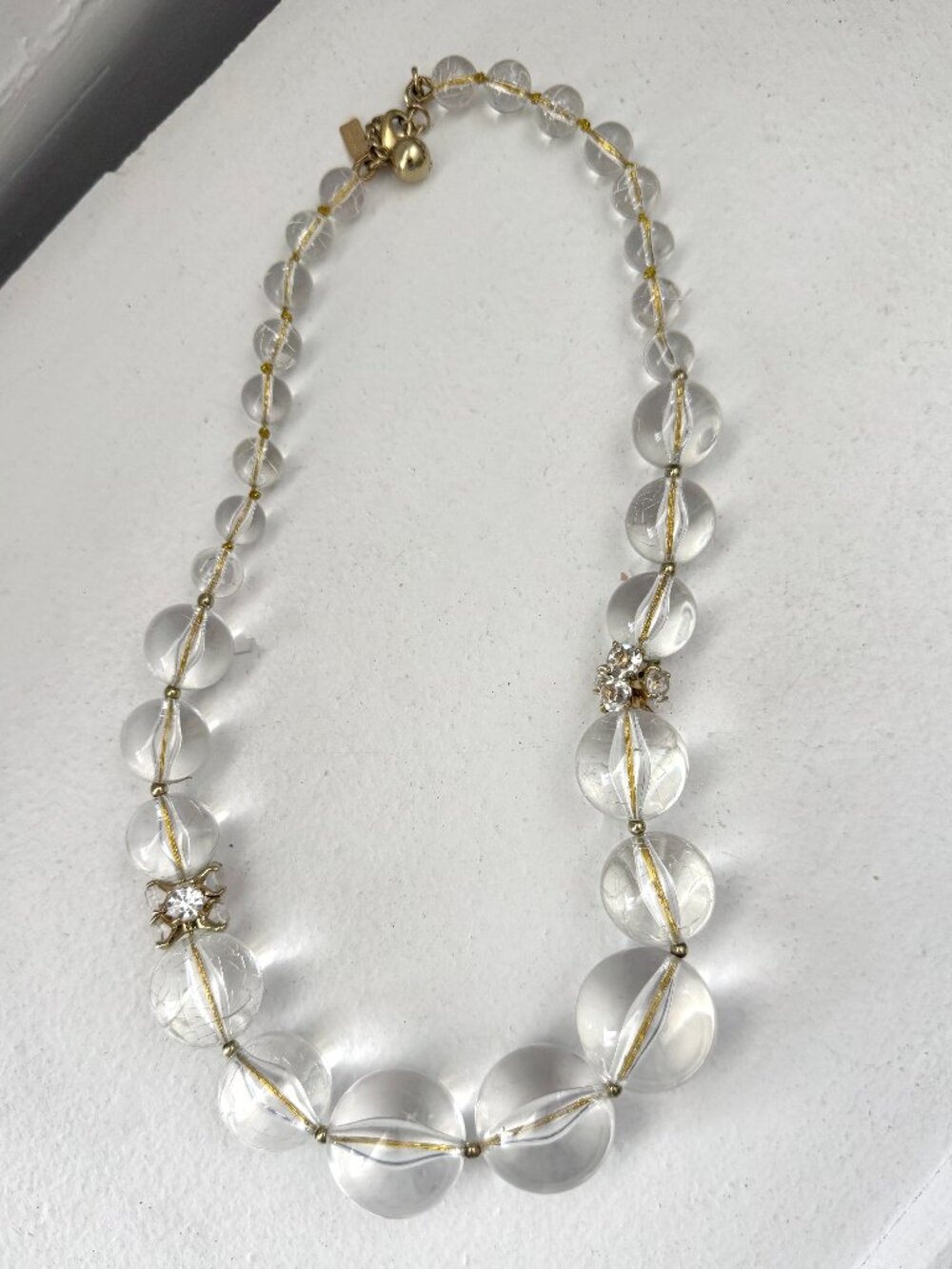 Kate Spade Clear Resin Chunky Bead Necklace with Rhinestone